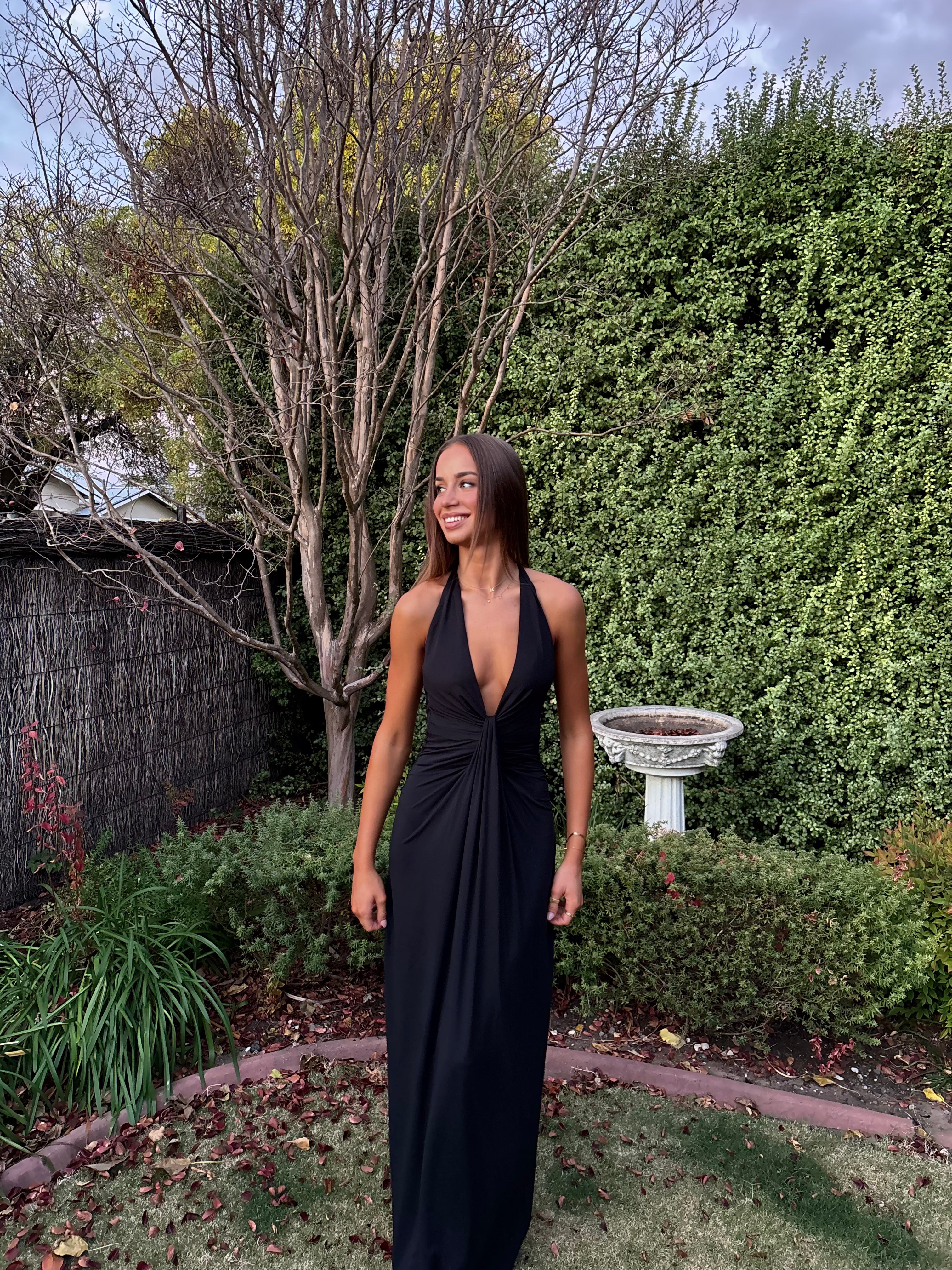 Tillie Drape Maxi Dress - Black