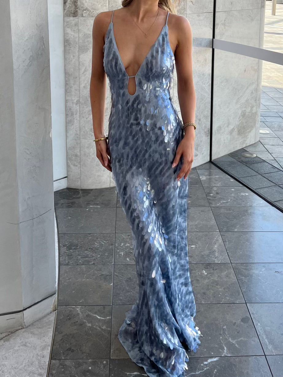 Sapphire Sequin Maxi Dress