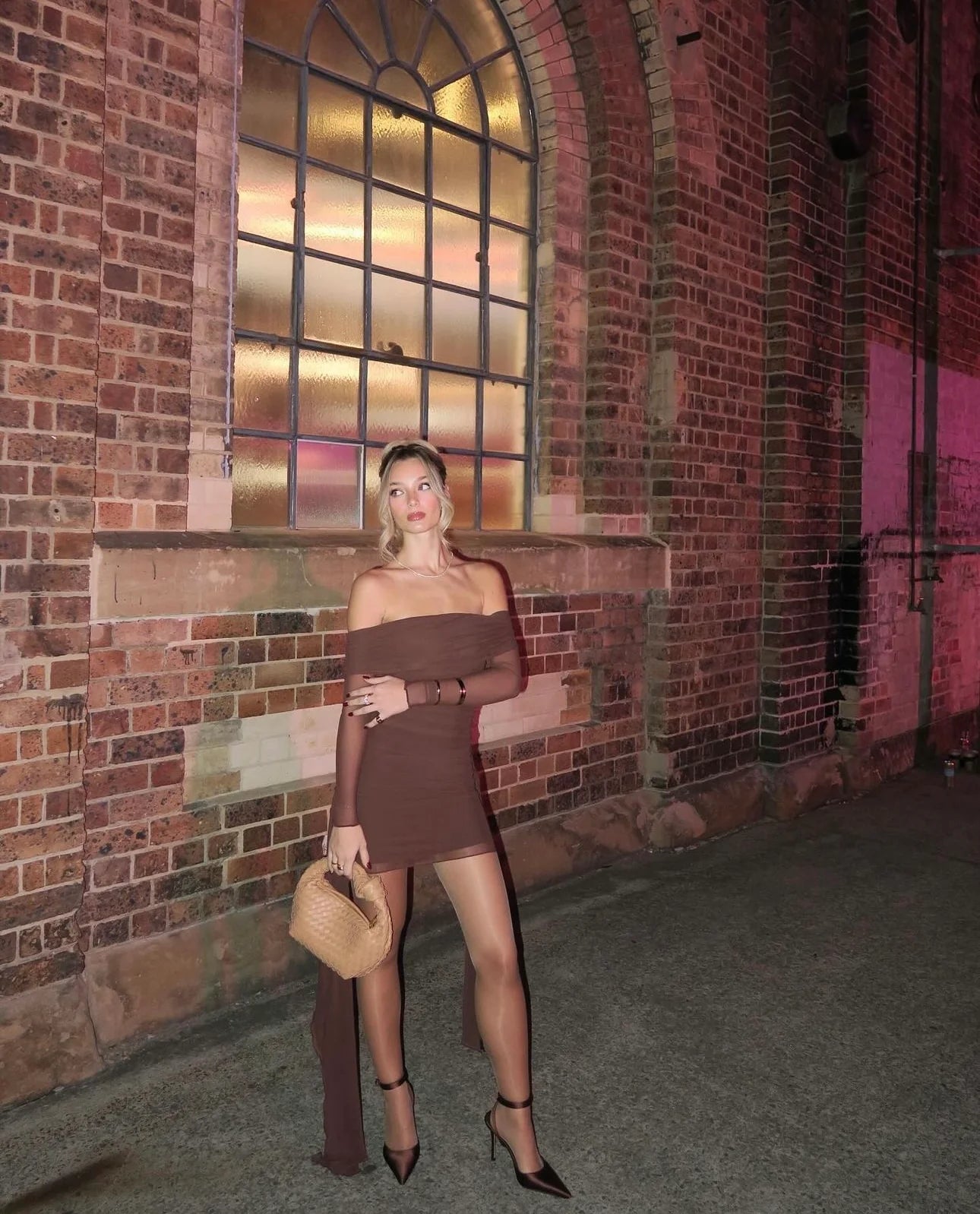 Yasmin Off-Shoulder Mini Dress Cocoa